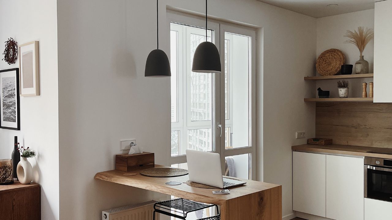 Mueble desayunador iluminación y funcionalidad